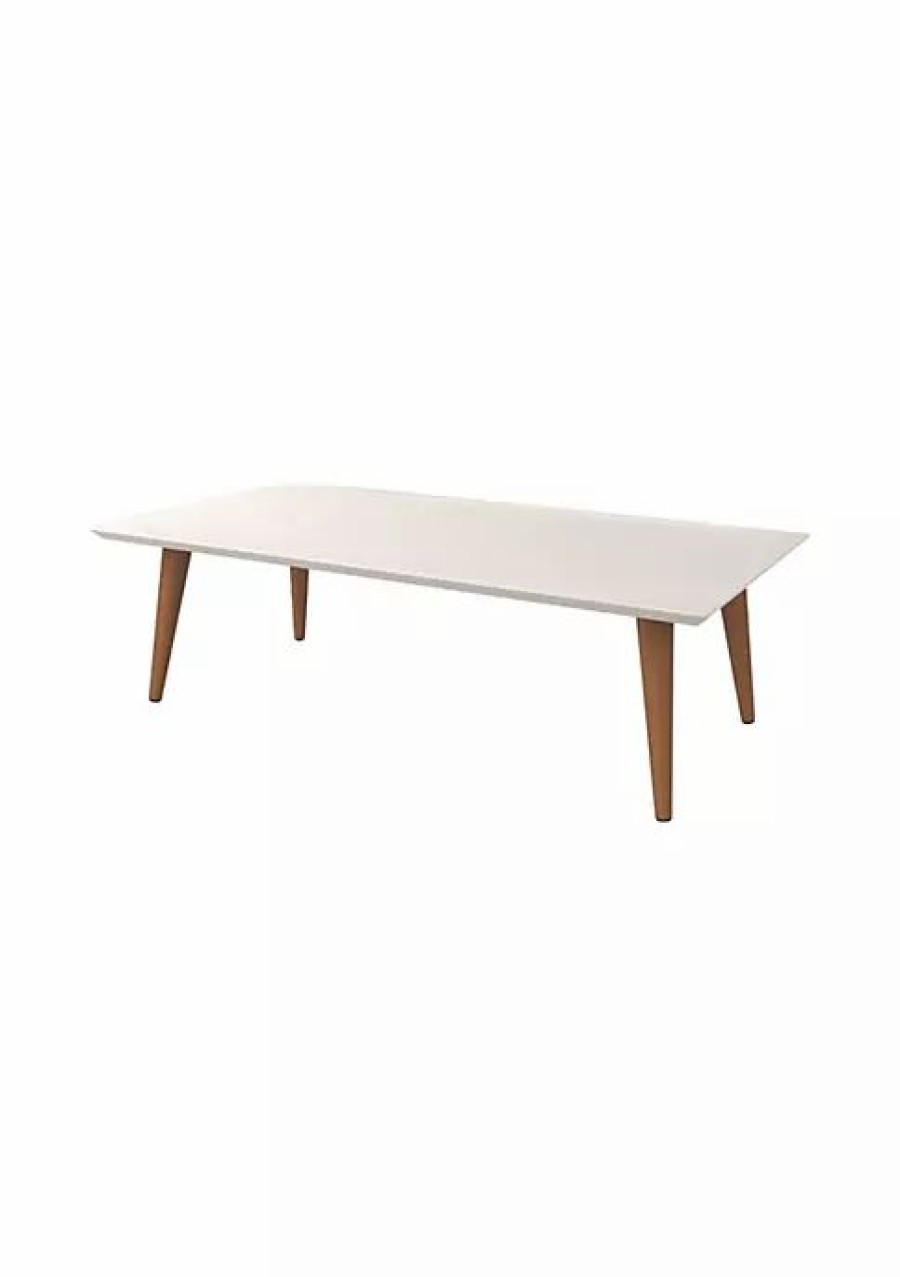 Tv & Media Stands * | Brand New Manhattan Comfort Utopia Low Rectangle End Table In White Gloss