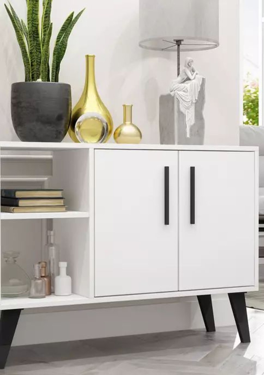 Furniture * | Best Sale Manhattan Comfort 35.43 Inch Amsterdam Sideboard White