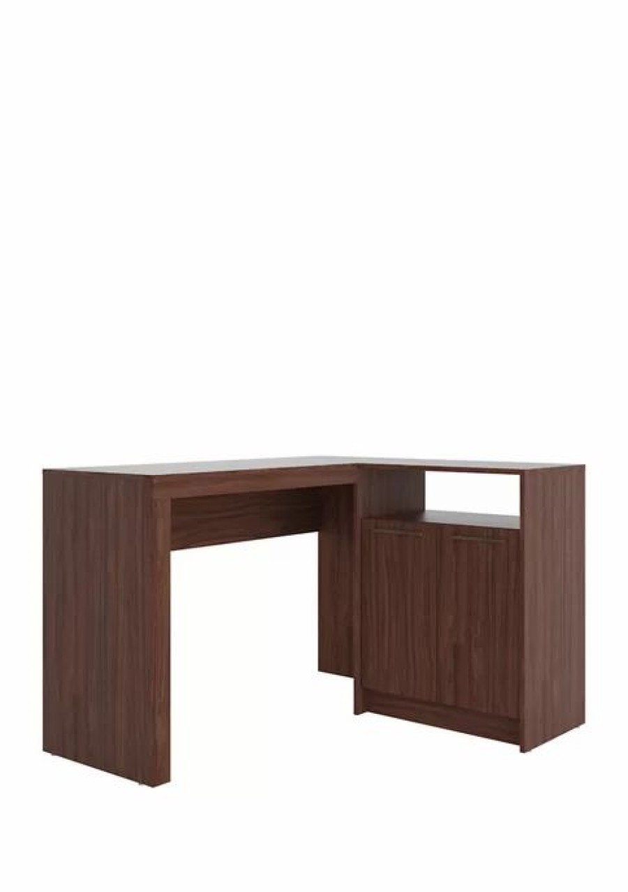 Dressers & Chests * | Best Reviews Of Manhattan Comfort Kalmar L Shaped Office Desk With Inclusive Dark Brown