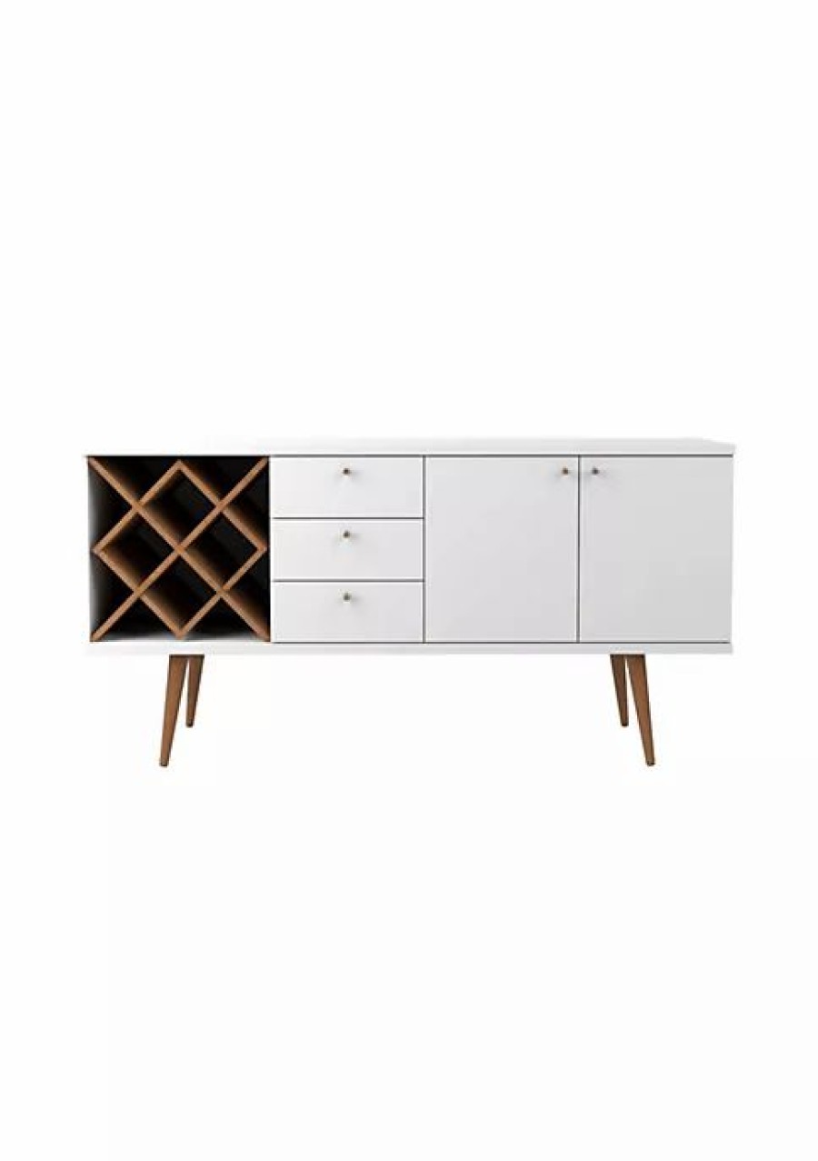 Tv & Media Stands * | Cheapest Manhattan Comfort Utopia Sideboard In White Gloss And Maple Cream