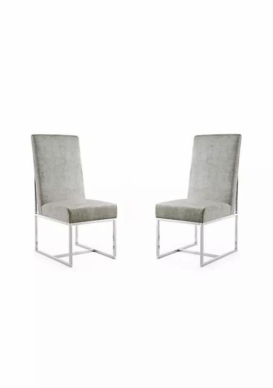 Furniture * | Budget Manhattan Comfort Element Velvet Dining Chair In Steel Multi