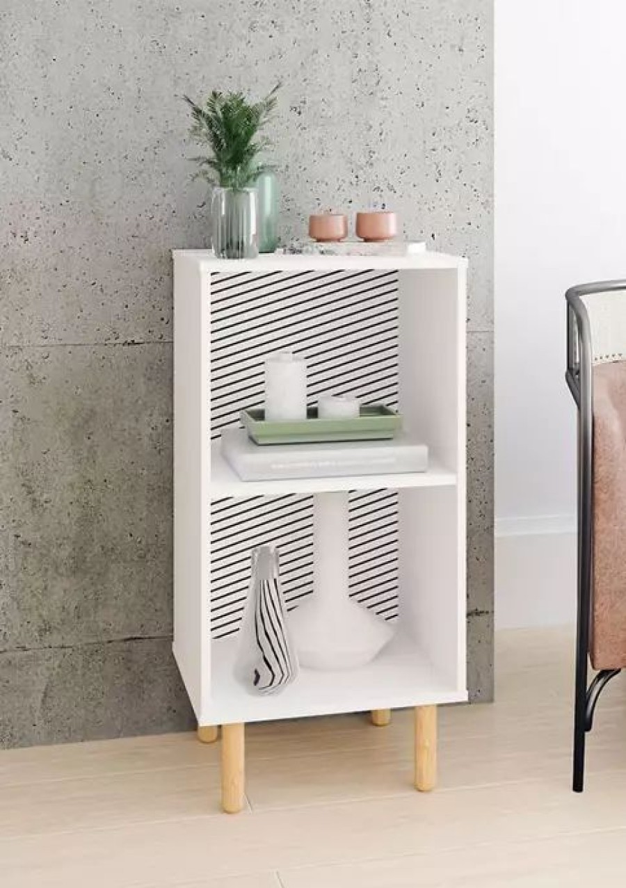 Furniture * | Hot Sale Manhattan Comfort Essex Nightstand White & Zebra