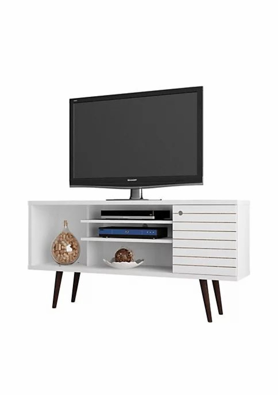 Dressers & Chests * | Cheapest Manhattan Comfort Liberty 53.14 Mid-Century Modern Tv Stand In White