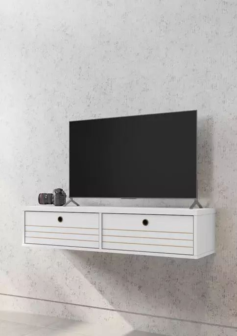 Furniture * | Outlet Manhattan Comfort 42.28 Inch Liberty Floating Entertainment Center White