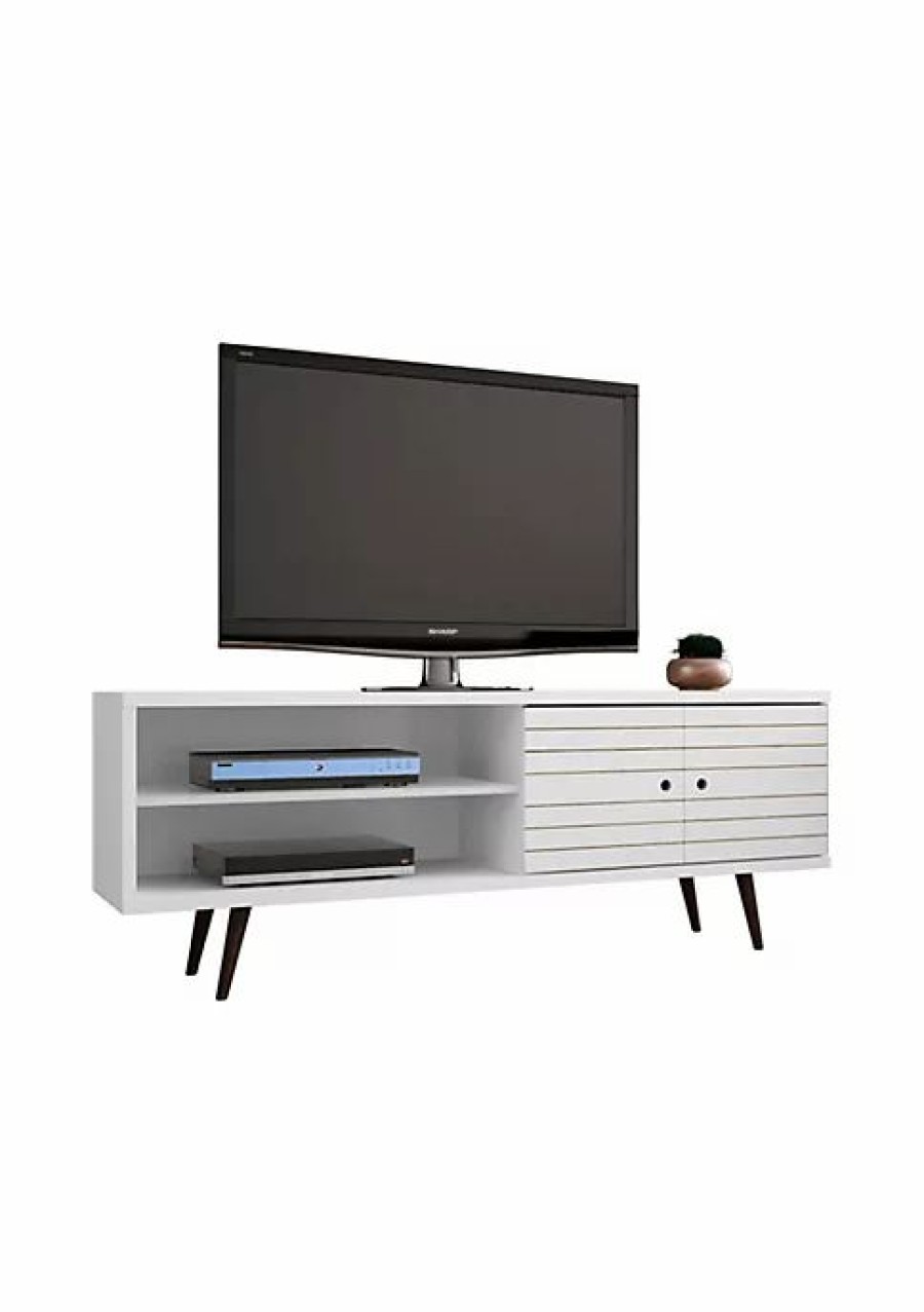 Tv & Media Stands * | Hot Sale Manhattan Comfort Liberty 62.99 Mid-Century Modern Tv Stand In White