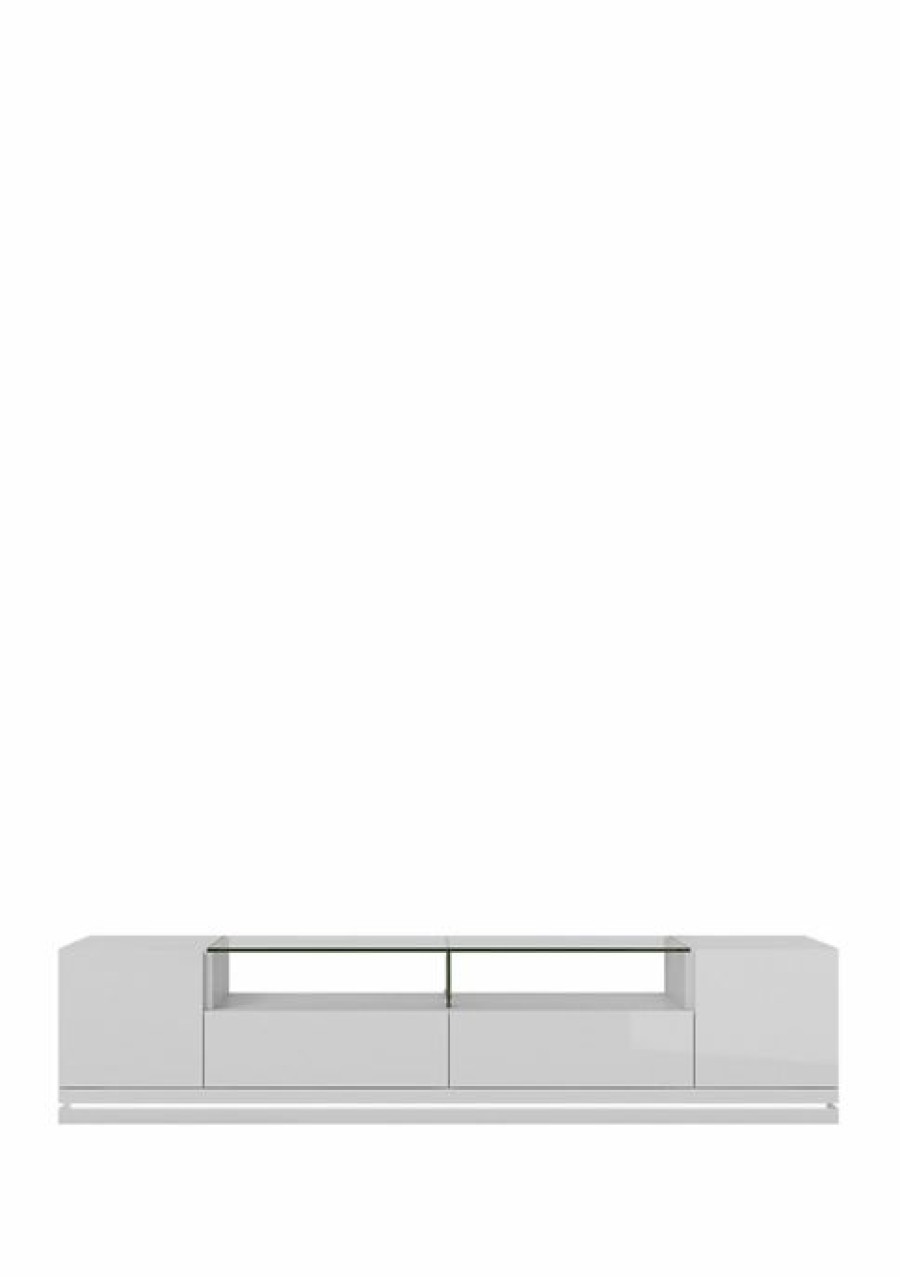 Tv & Media Stands * | Budget Manhattan Comfort Vanderbilt Tv Stand With Led Lights White Gloss