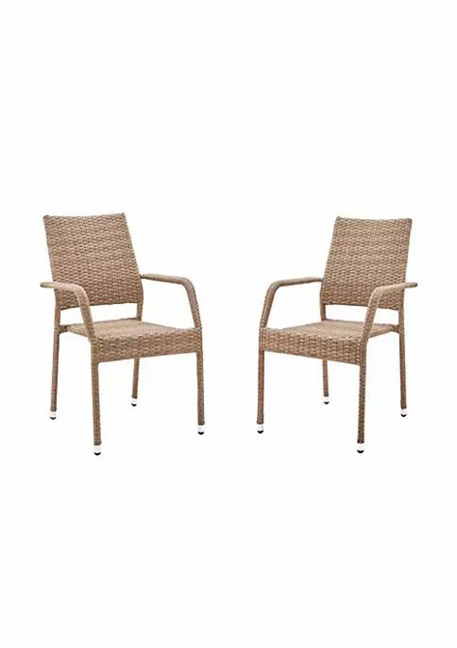 Furniture * | Cheapest Manhattan Comfort 2-Piece Genoa Patio Dining Armchair In Nature Tan Weave