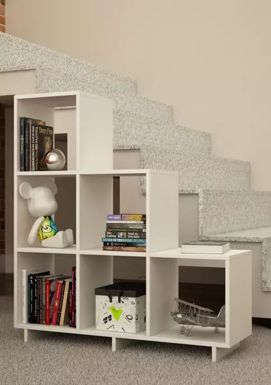 Furniture * | Top 10 Manhattan Comfort Cascavel Stair Cubbies White