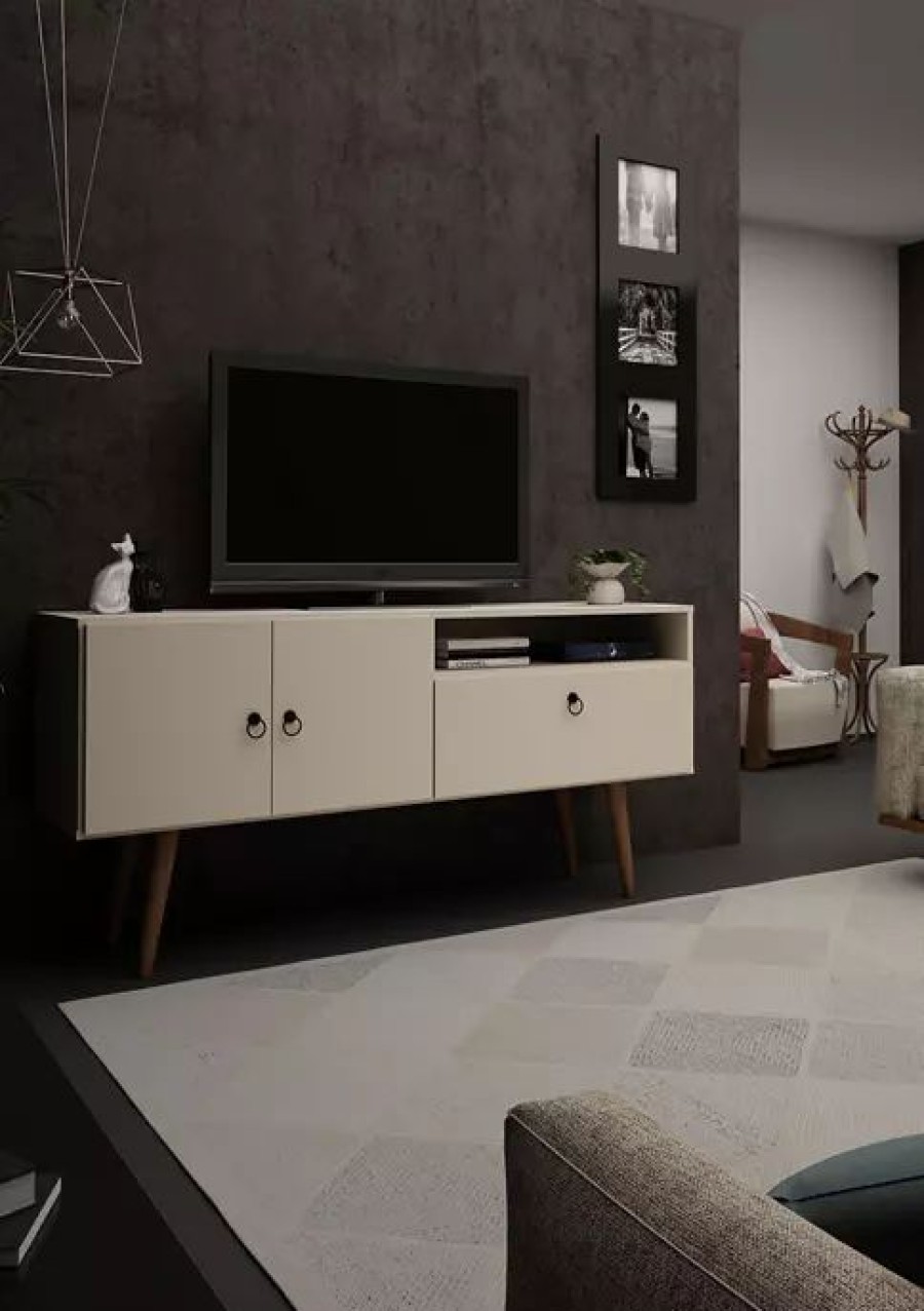 Furniture * | Best Pirce Manhattan Comfort 53.94 Inch Tribeca Tv Stand Off White