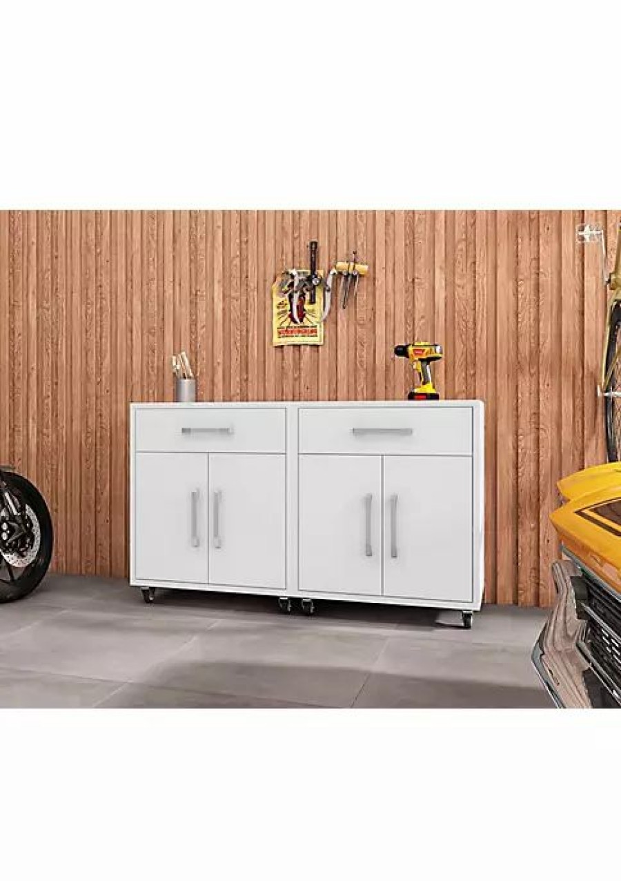 Dressers & Chests * | Best Reviews Of Manhattan Comfort Eiffel Mobile Garage Cabinet (Set Of 2)