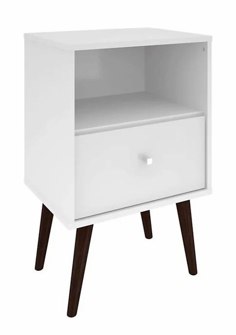 Dressers & Chests * | Cheap Manhattan Comfort Liberty Mid-Century Modern Nightstand 1.0 In White