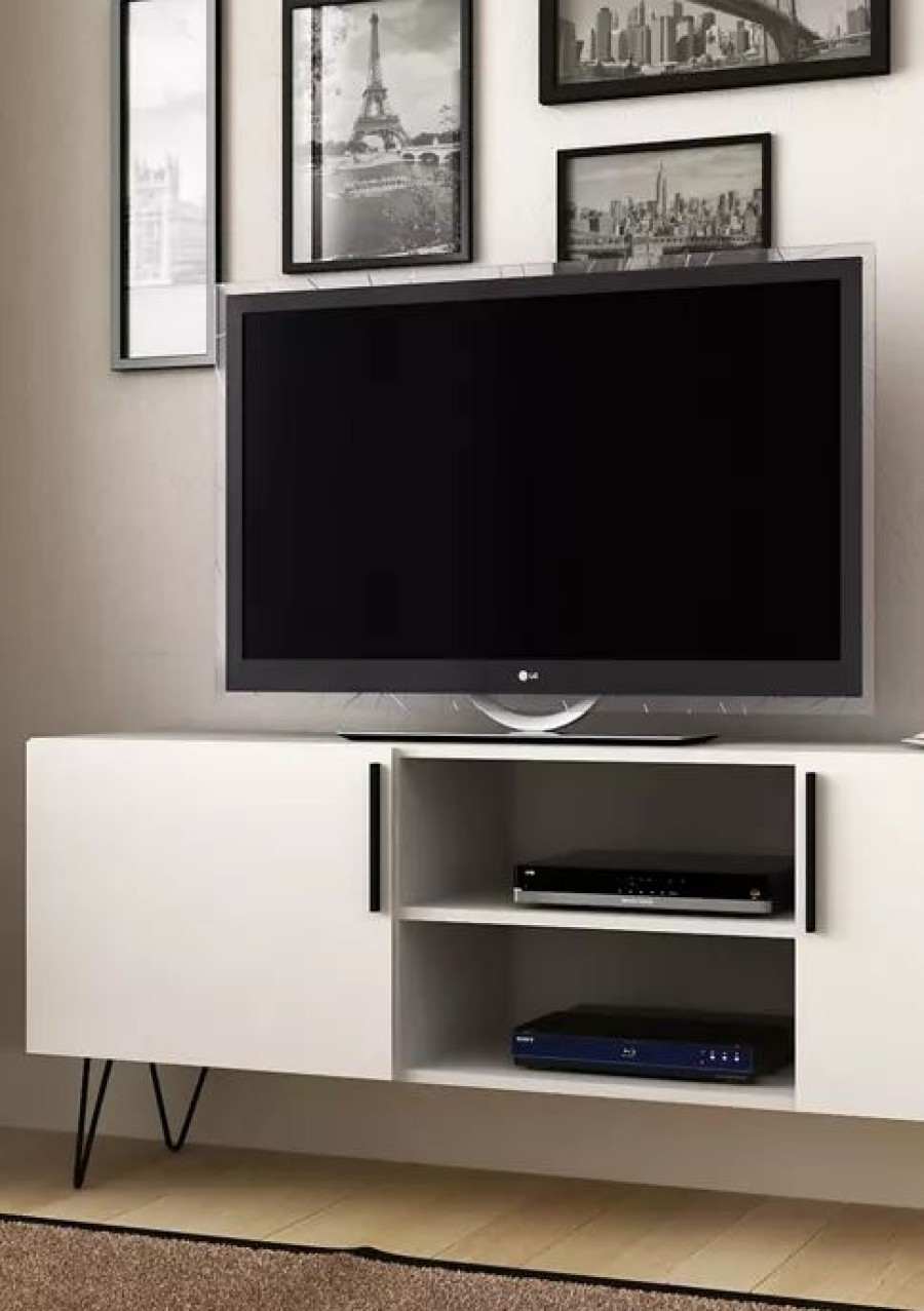 Furniture * | Flash Sale Manhattan Comfort 63 Inch Nolita Tv Stand White