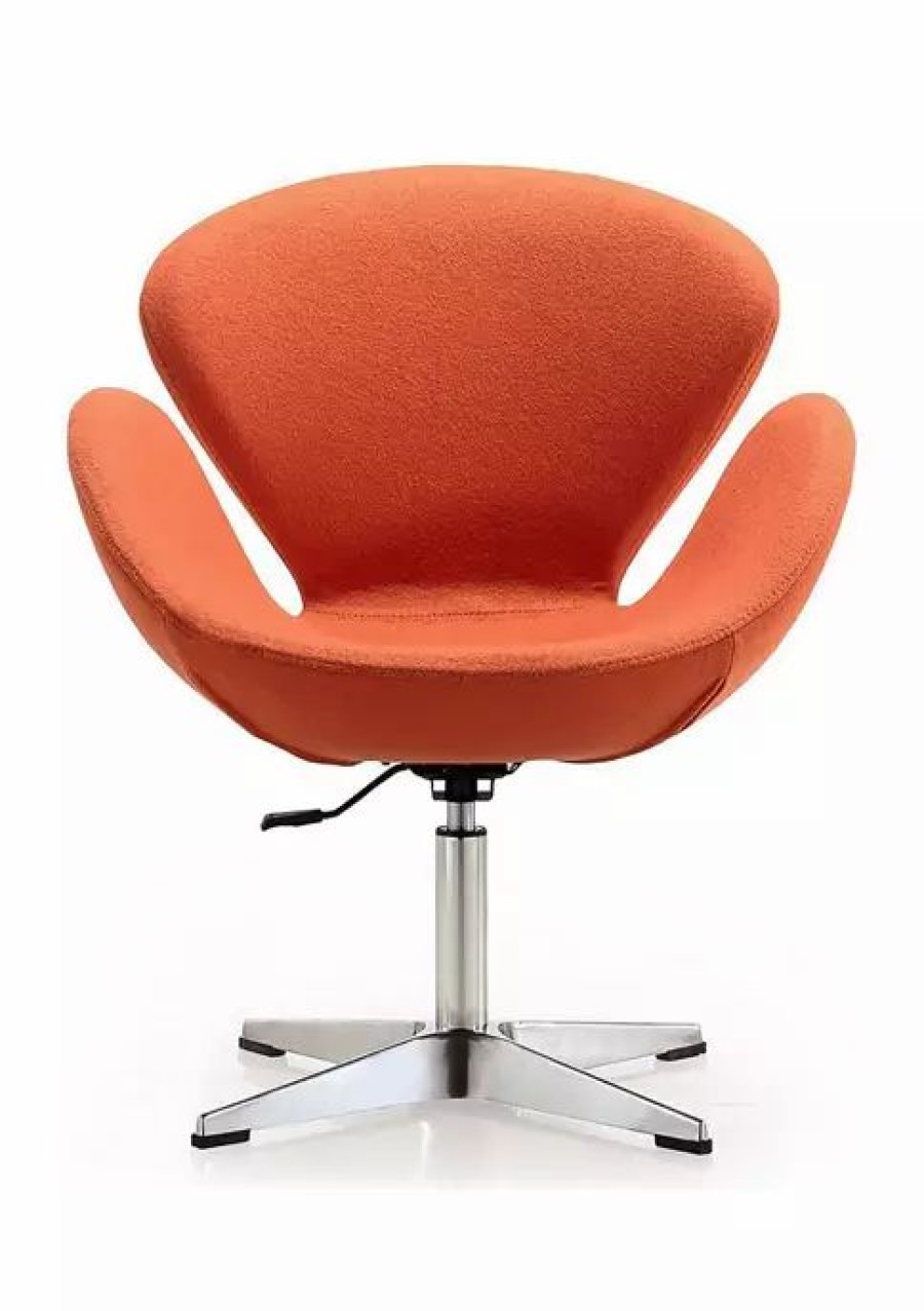 Dressers & Chests * | Discount Manhattan Comfort Raspberry Adjustable Swivel Accent Chair Orange Chrome