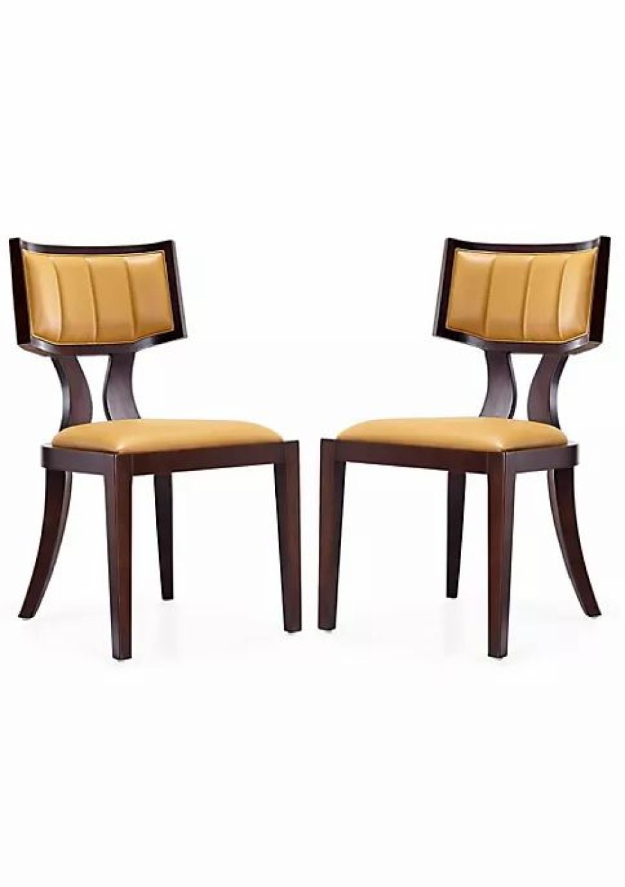 Furniture * | Best Reviews Of Manhattan Comfort Pulitzer Dining Chair (Set Of Two) In Camel And Walnut Multi