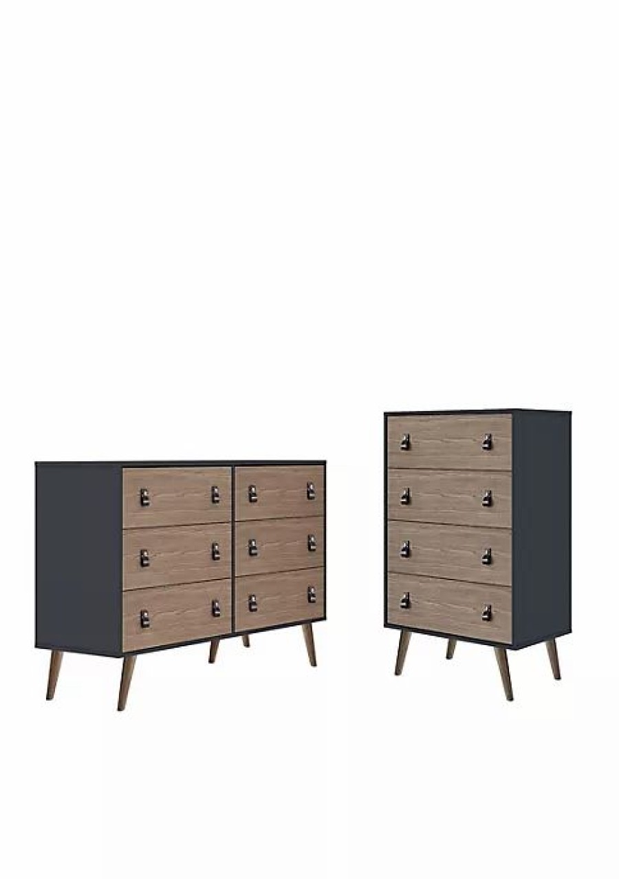 Dressers & Chests * | Promo Manhattan Comfort Amber Double Wide And Tall Dresser Set Of 2