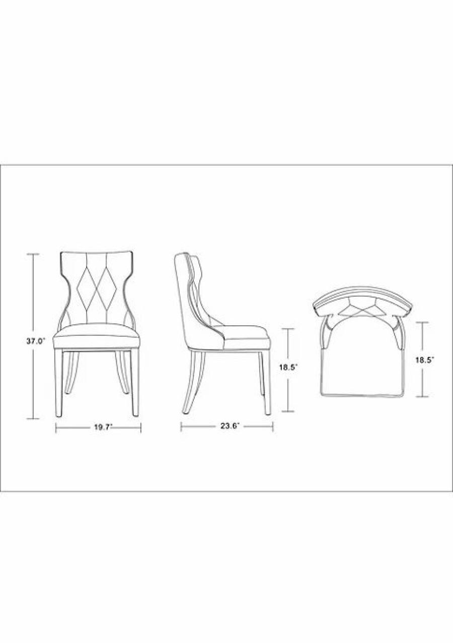 Furniture * | Discount Manhattan Comfort Reine Velvet Dining Chair (Set Of Two) In And Walnut Black