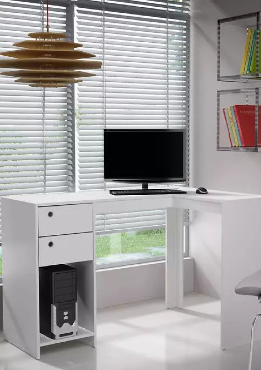 Furniture * | Flash Sale Manhattan Comfort Palermo Classic L-Desk White