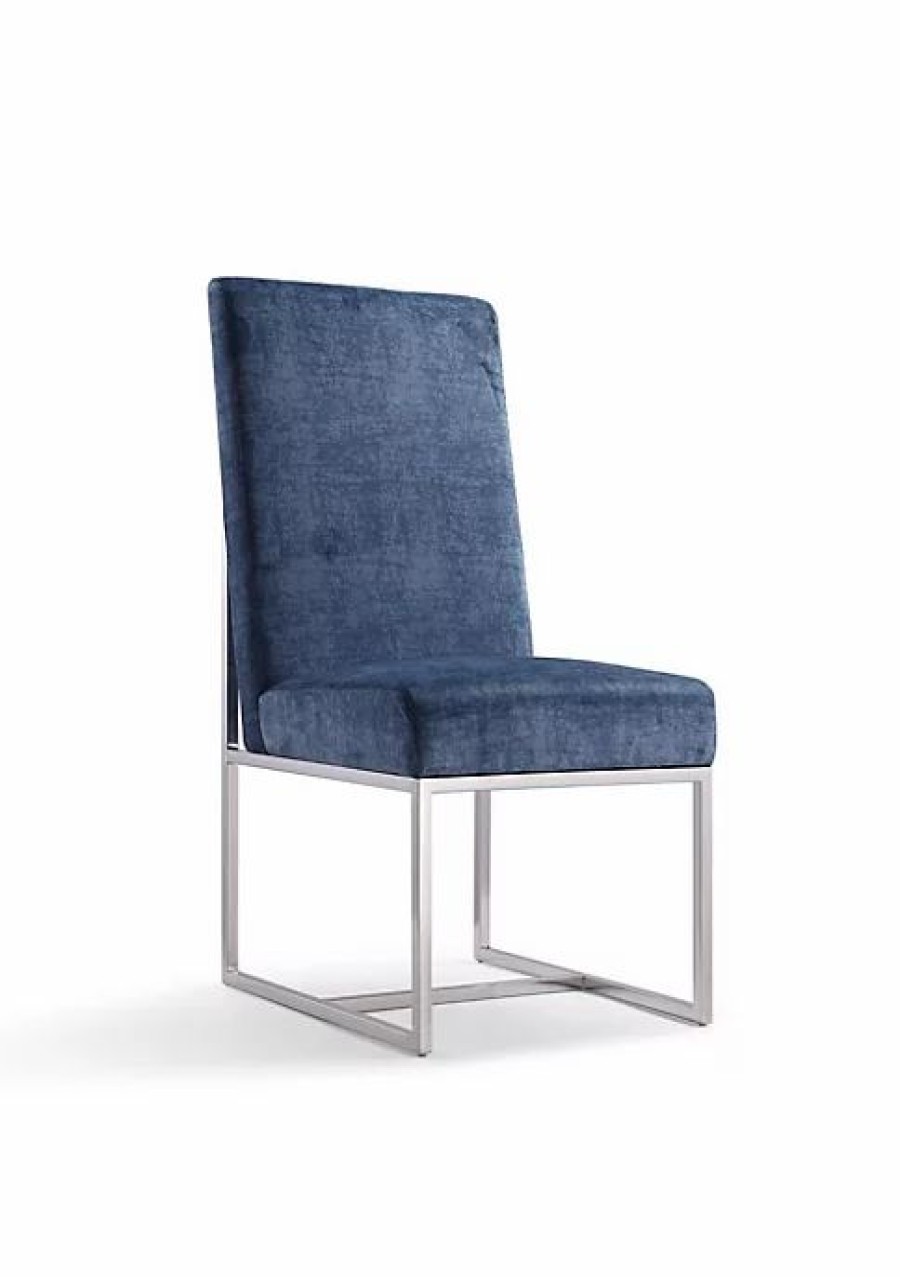 Dining Chairs * | Deals Manhattan Comfort Element Velvet Dining Chair In Blue