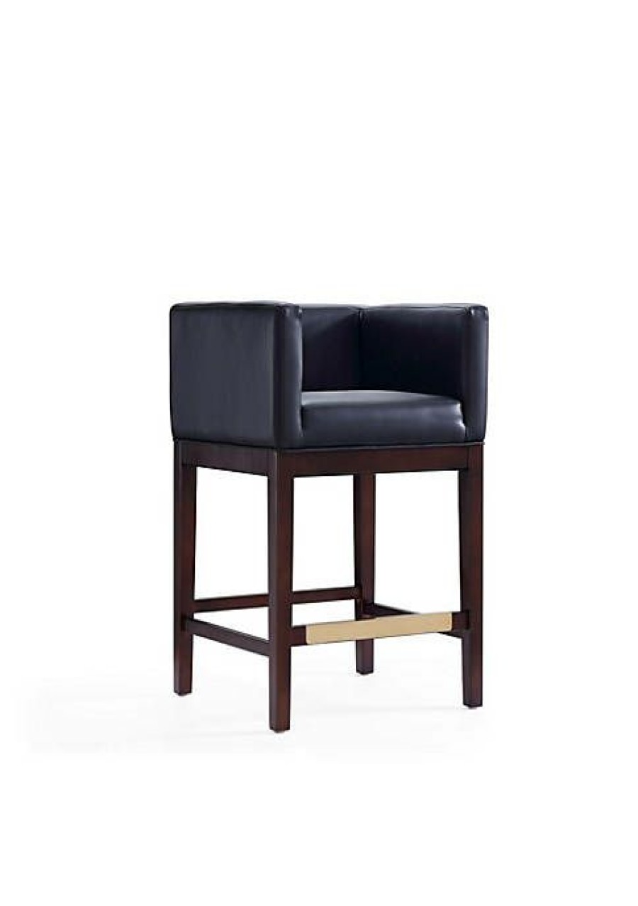 Furniture * | Buy Manhattan Comfort Kingsley Counter Stool In And Dark Walnut (Set Of 3) Black