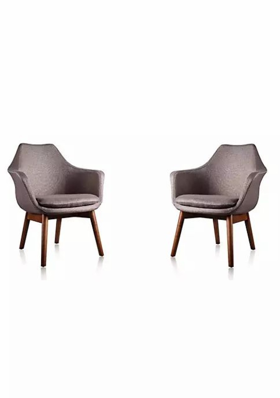 Furniture * | Cheap Manhattan Comfort Cronkite Accent Chair In And Walnut (Set Of 2) Grey