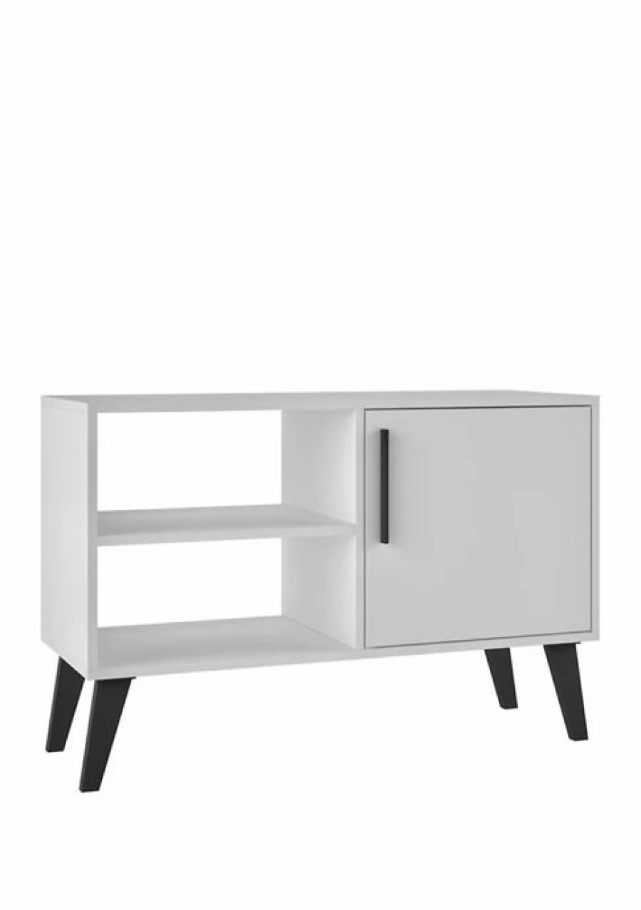 Furniture * | Hot Sale Manhattan Comfort 35.43 Inch Amsterdam Tv Stand White