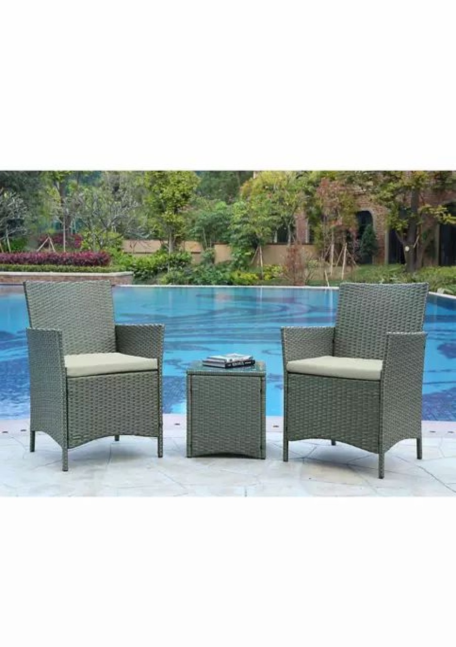 Furniture * | Flash Sale Manhattan Comfort Imperia Patio 2- Person Seating Group With End Table