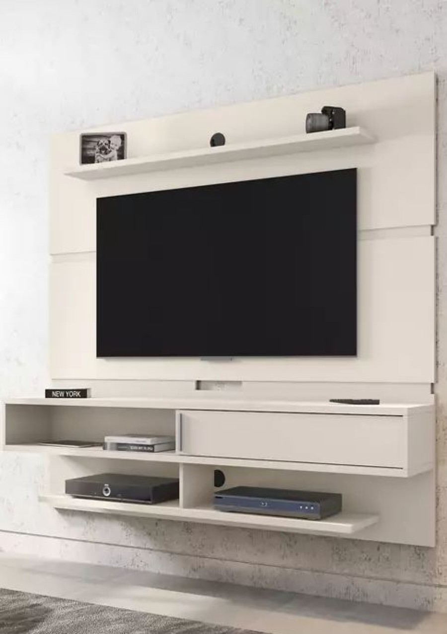 Tv & Media Stands * | Buy Manhattan Comfort 70.86 Inch Astor Floating Entertainment Center 2.0 Off White