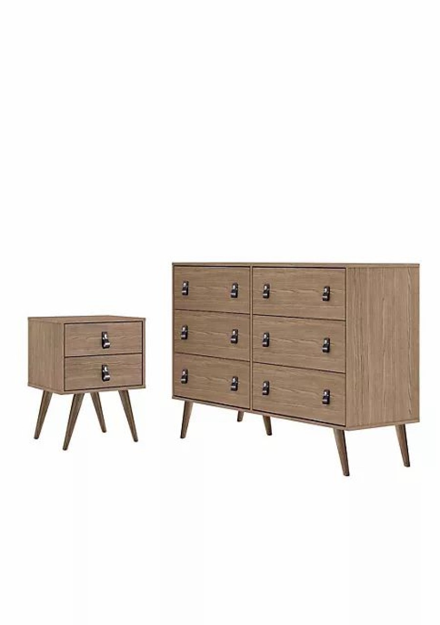 Dressers & Chests * | Cheap Manhattan Comfort Amber Double Wide Dresser And Nightstand Set Of 2