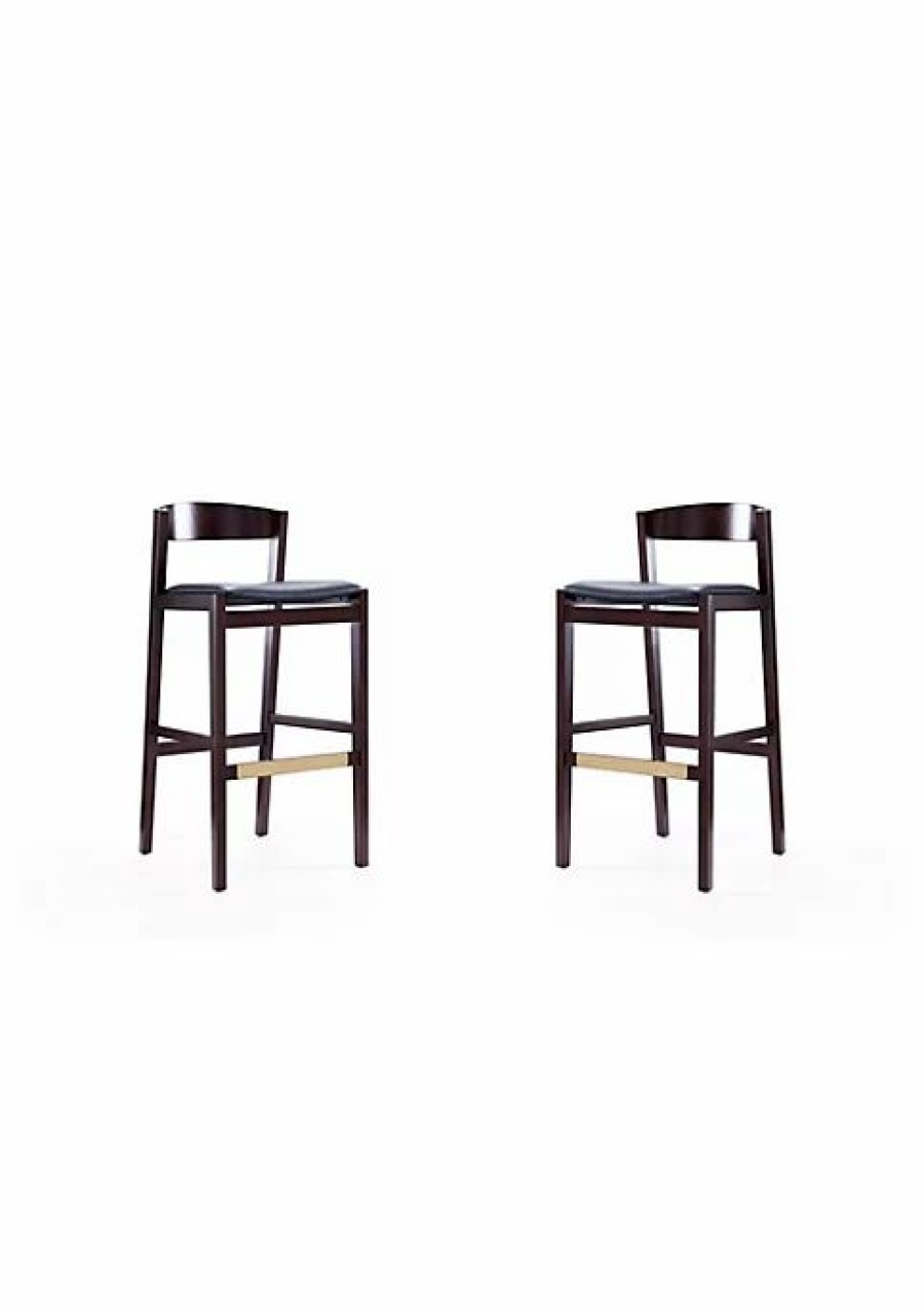 Furniture * | Cheap Manhattan Comfort Klismos Barstool In And Dark Walnut Black