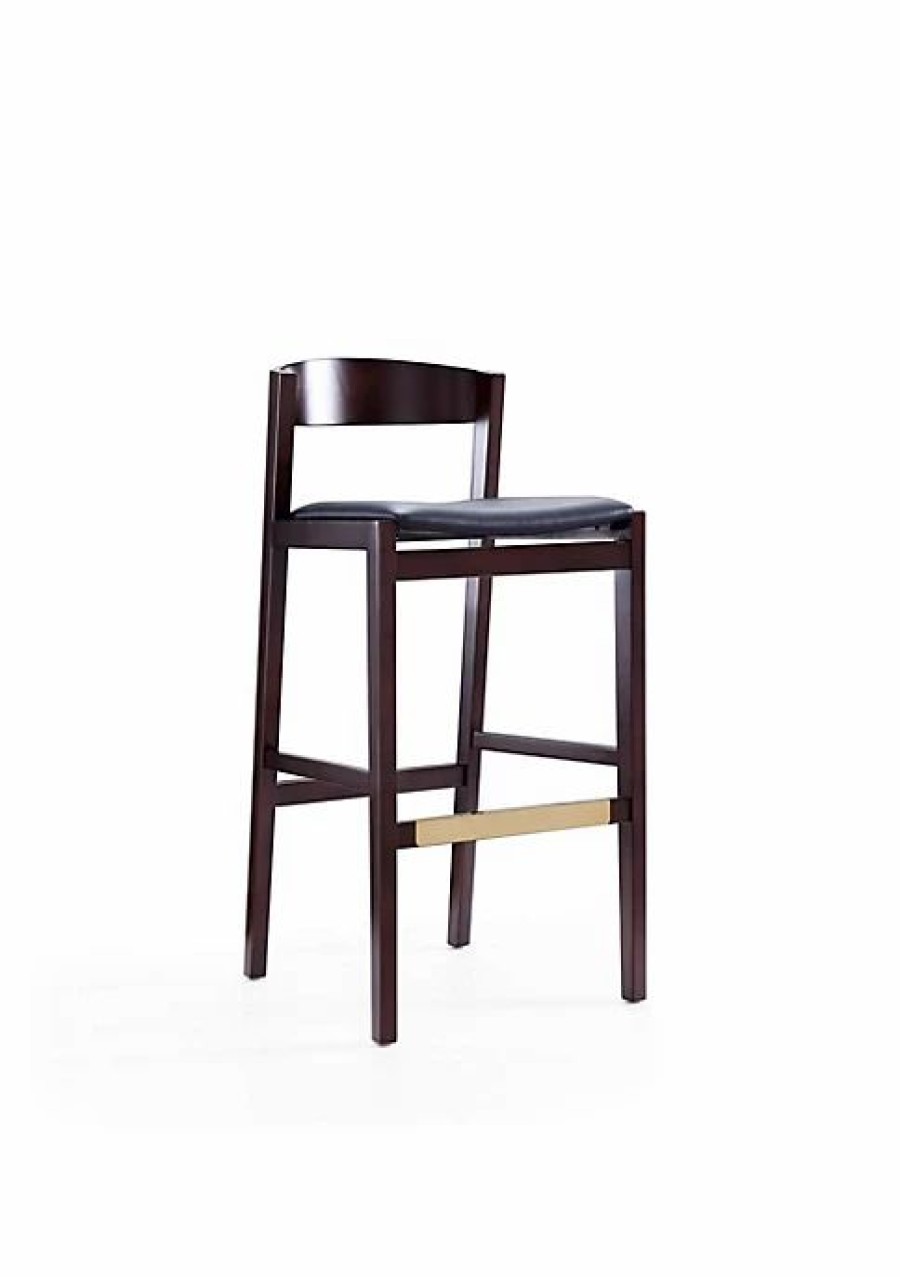 Furniture * | Cheap Manhattan Comfort Klismos Barstool In And Dark Walnut Black