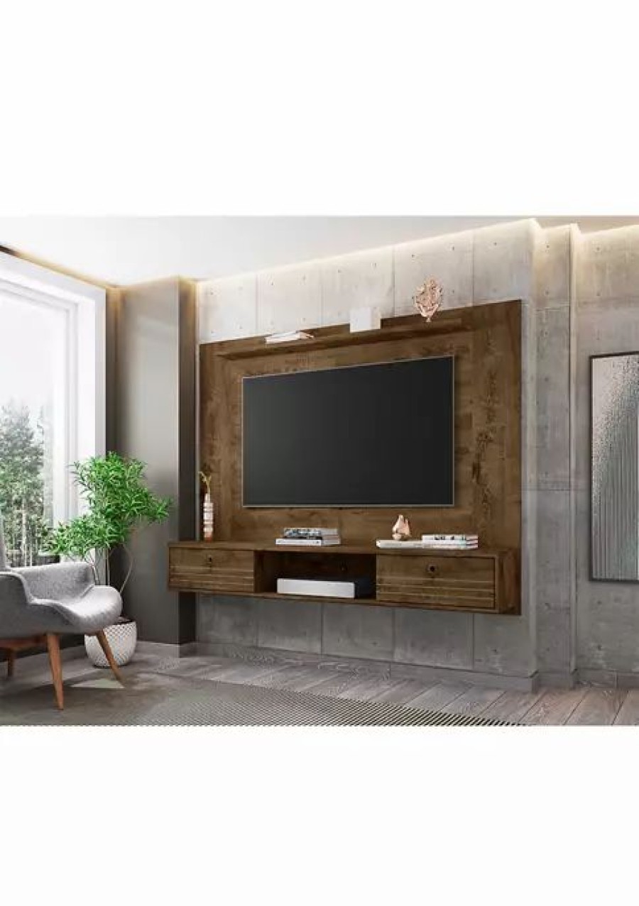 Furniture * | Wholesale Manhattan Comfort Liberty 70.86 Inch Floating Entertainment Center In Black