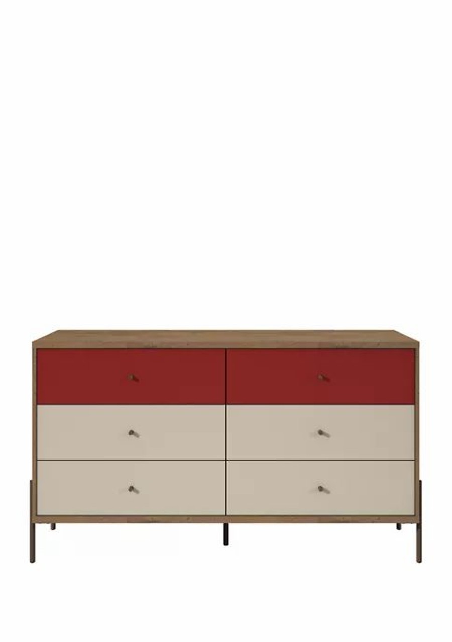 Furniture * | Best Deal Manhattan Comfort 59 Inch Wide Joy Double Dresser Red