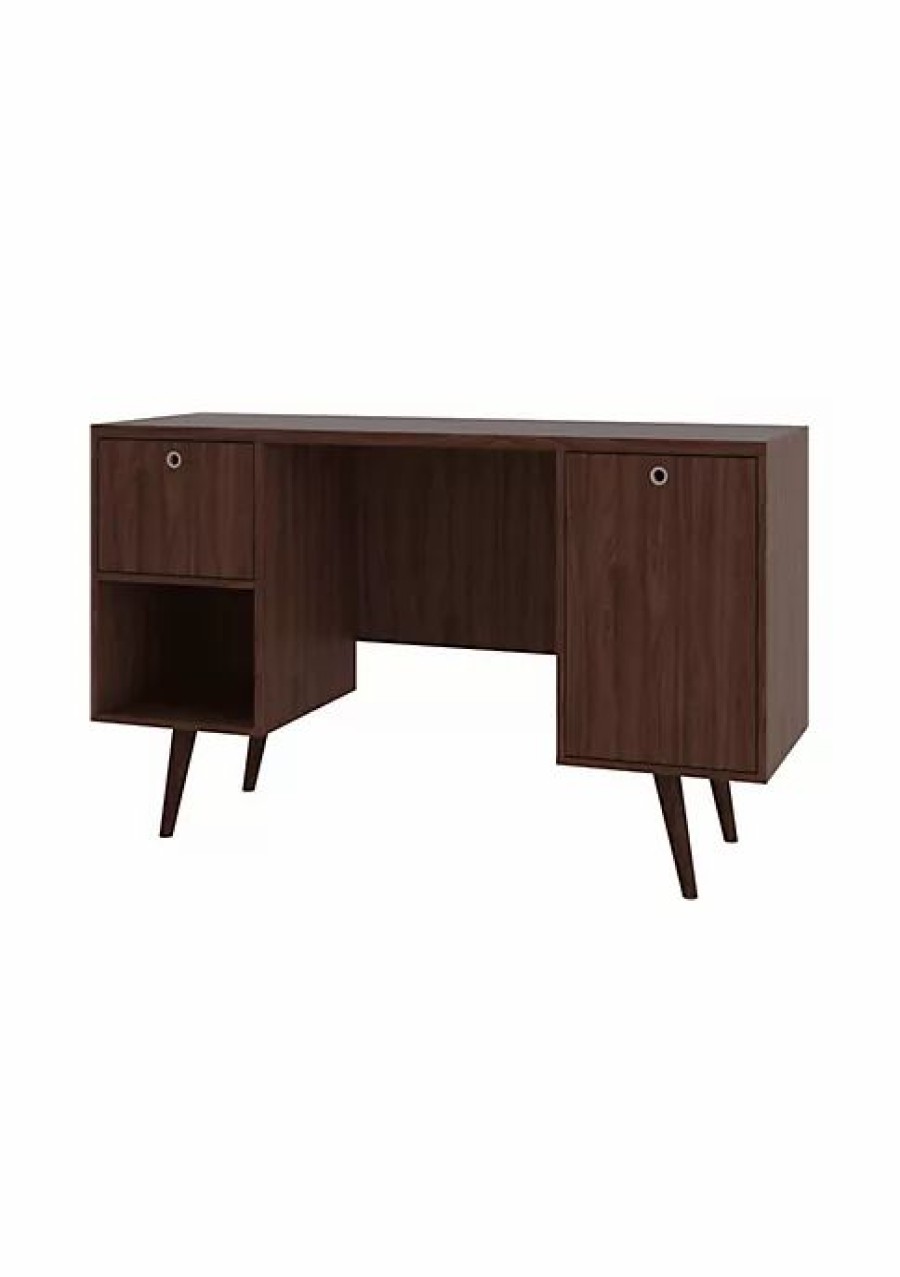 Dressers & Chests * | Discount Manhattan Comfort Edgar Office Desk In Dark Brown