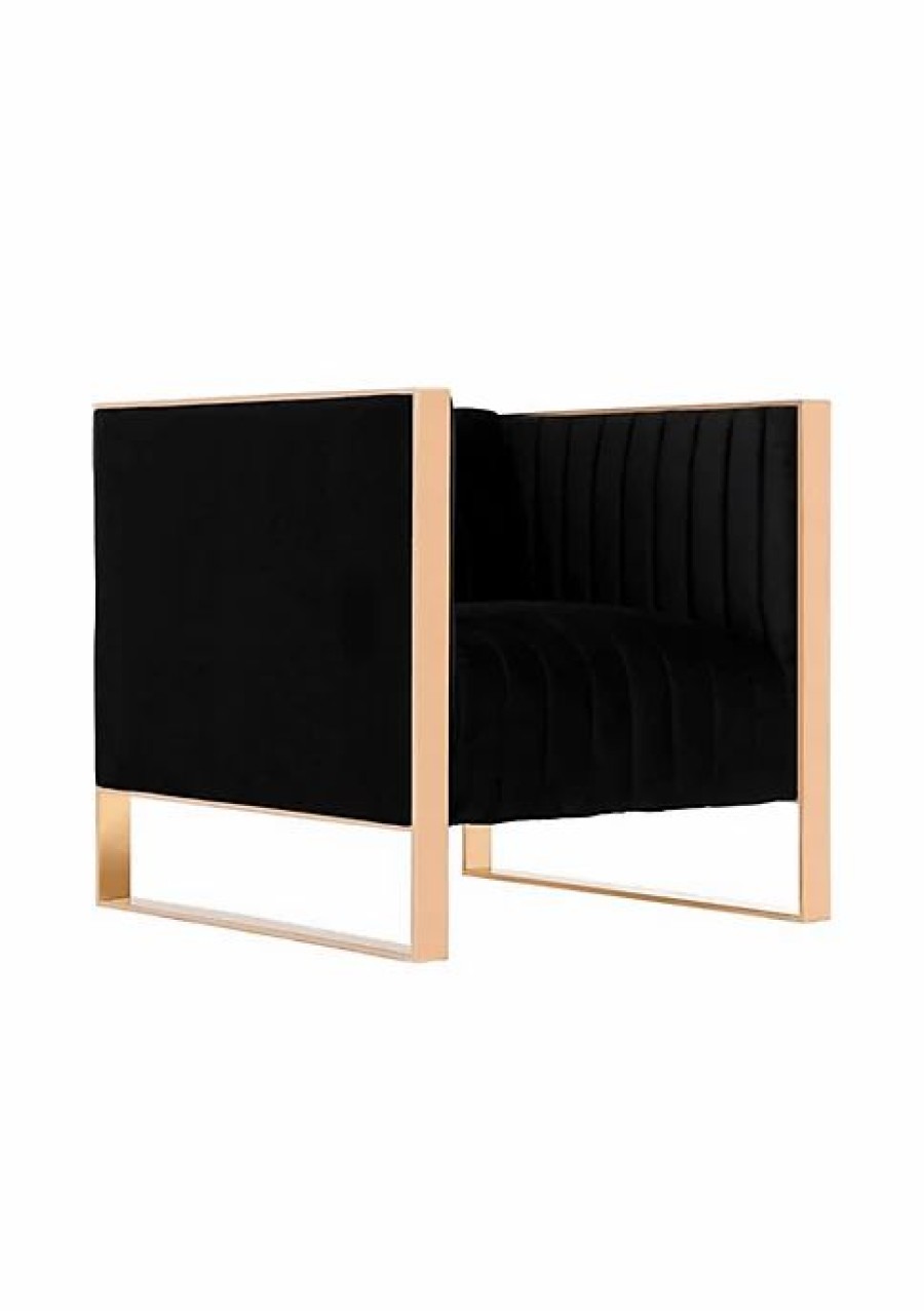 Tv & Media Stands * | Discount Manhattan Comfort Trillium Accent Chair In Black And Rose Gold