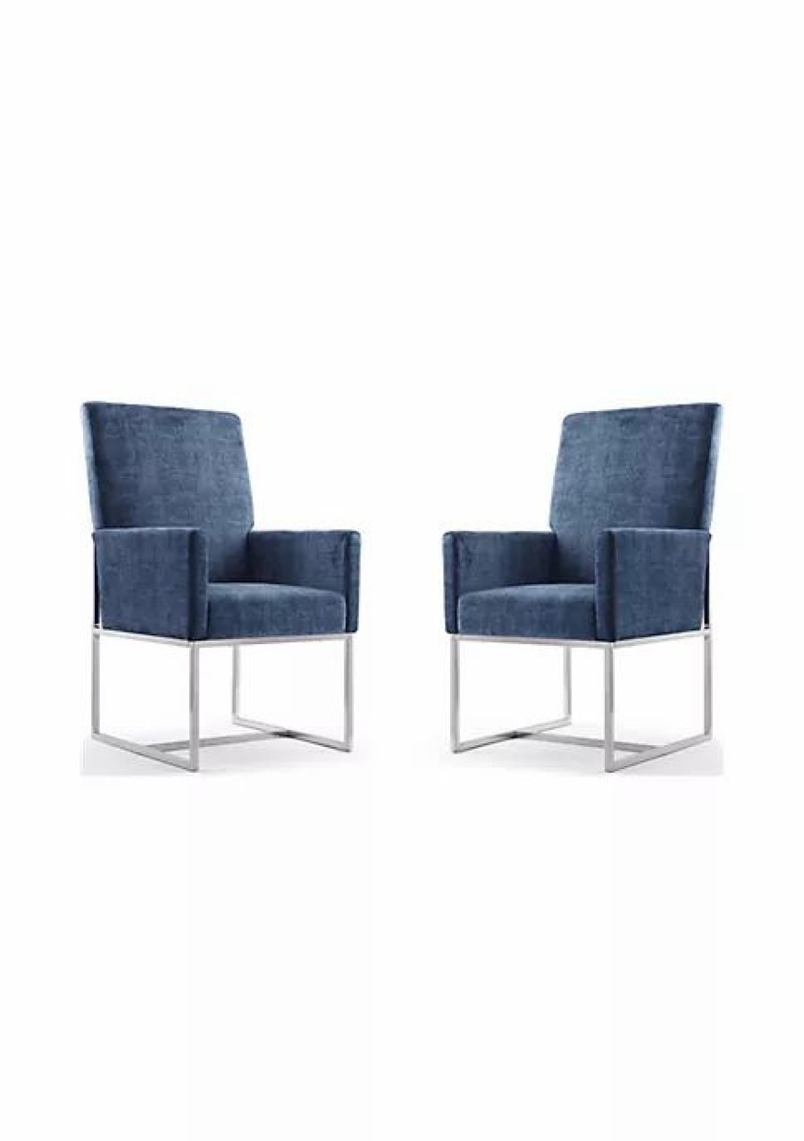 Tv & Media Stands * | Coupon Manhattan Comfort Element Dining Armchair In (Set Of 2) Blue