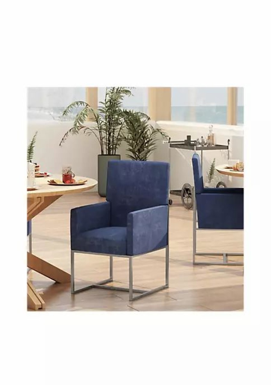 Tv & Media Stands * | Coupon Manhattan Comfort Element Dining Armchair In (Set Of 2) Blue