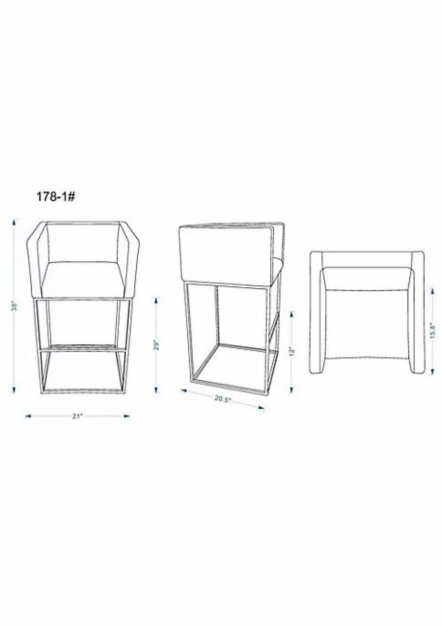 Furniture * | Wholesale Manhattan Comfort Embassy Barstool In And Black (Set Of 3) Grey