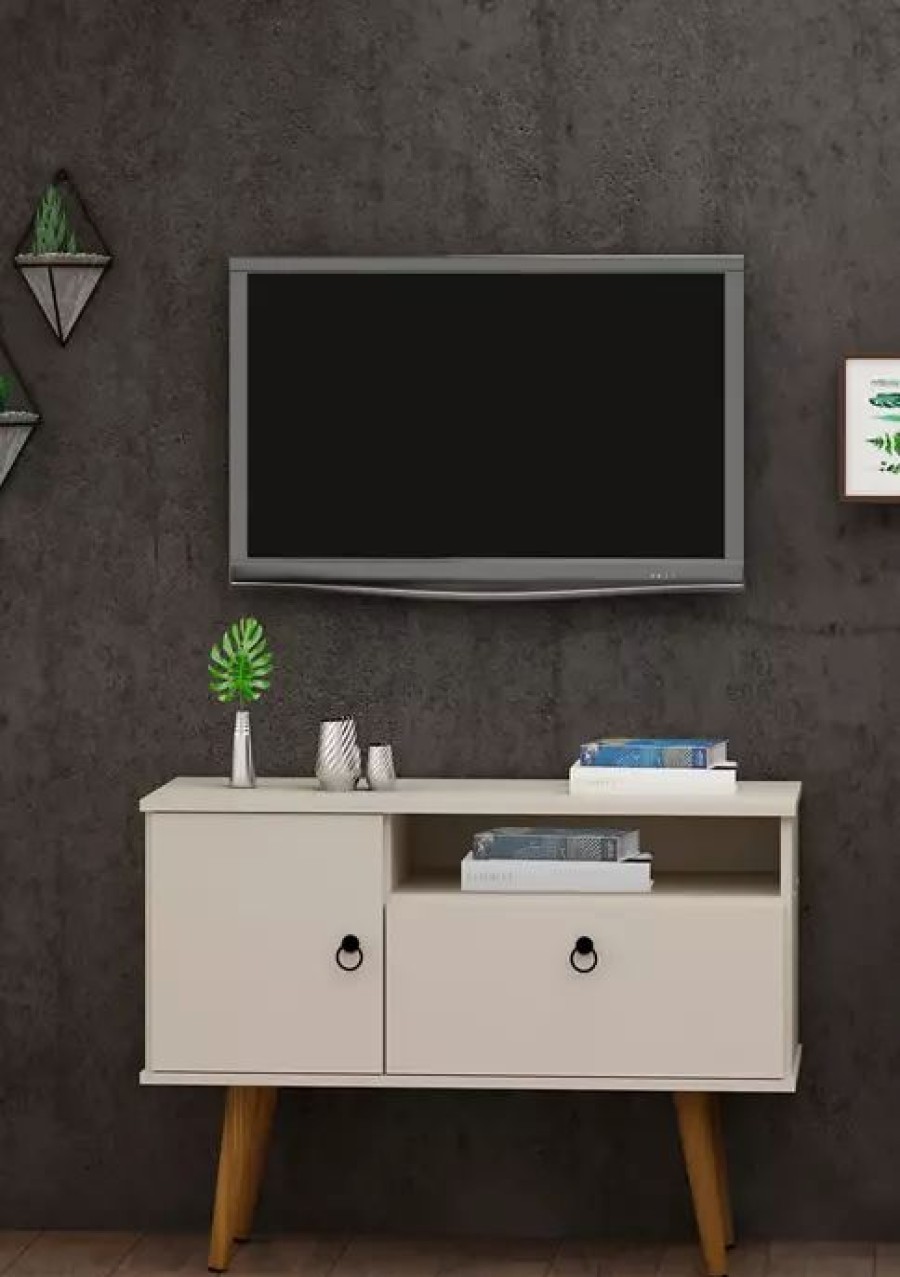 Furniture * | Cheap Manhattan Comfort Tribeca 35.43 Tv Stand Off White