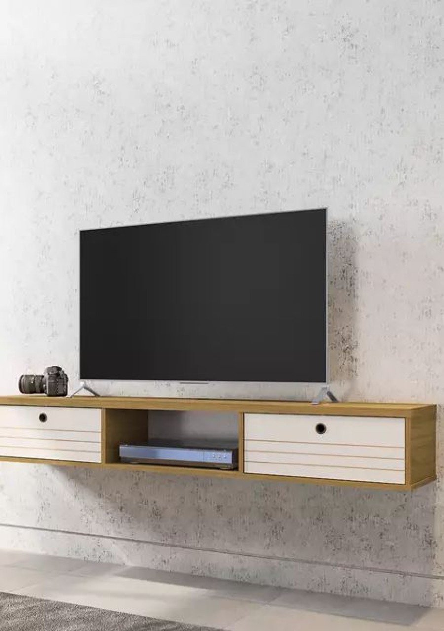 Furniture * | Best Sale Manhattan Comfort Liberty 62.99 Inch Floating Entertainment Center Cinnamon/Off White