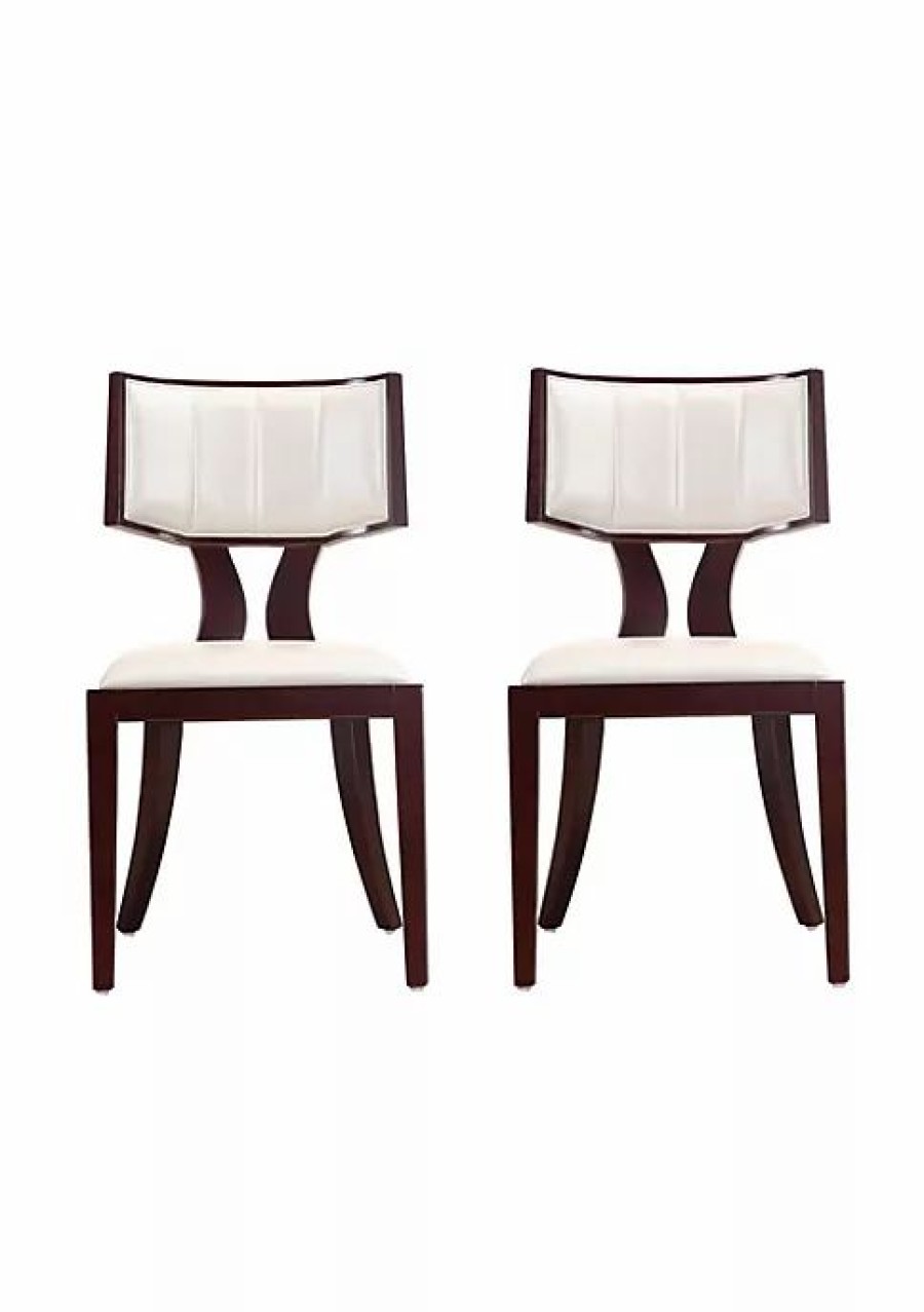 Furniture * | Budget Manhattan Comfort Pulitzer Dining Chair (Set Of Two) In Pearl White And Walnut Multi