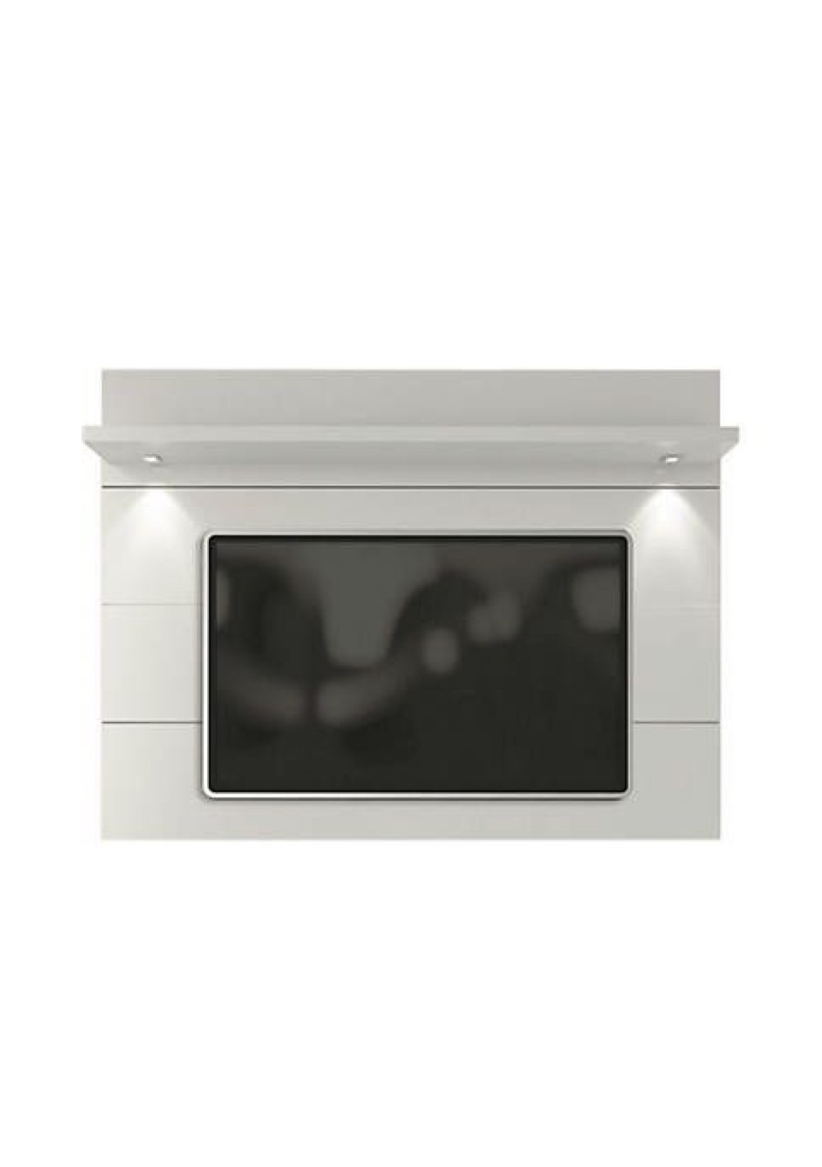 Tv & Media Stands * | Best Deal Manhattan Comfort Cabrini Floating Wall Tv Panel 1.8 In White Gloss