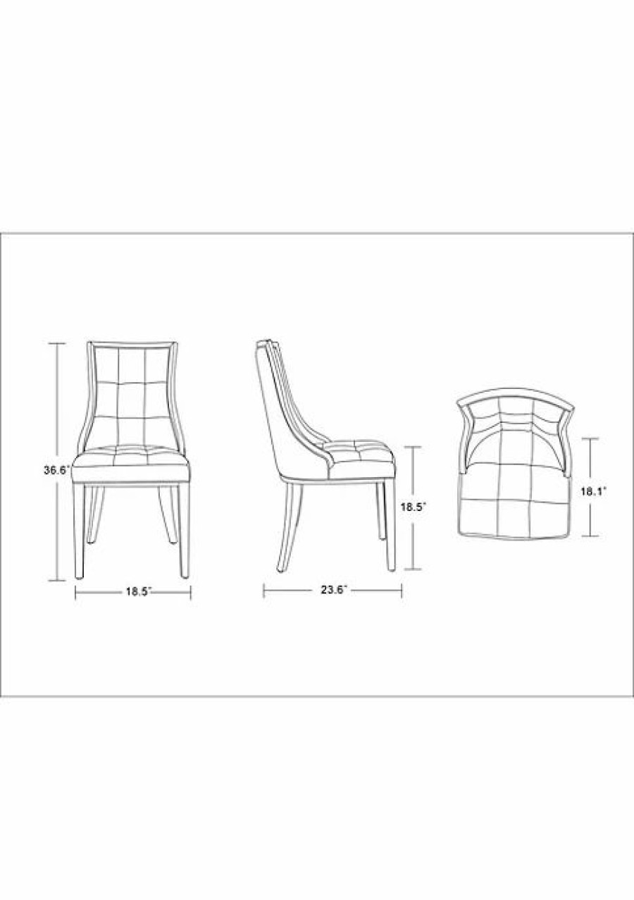 Furniture * | New Manhattan Comfort Fifth Avenue Faux Leather Dining Chair (Set Of Two) In And Walnut Silver