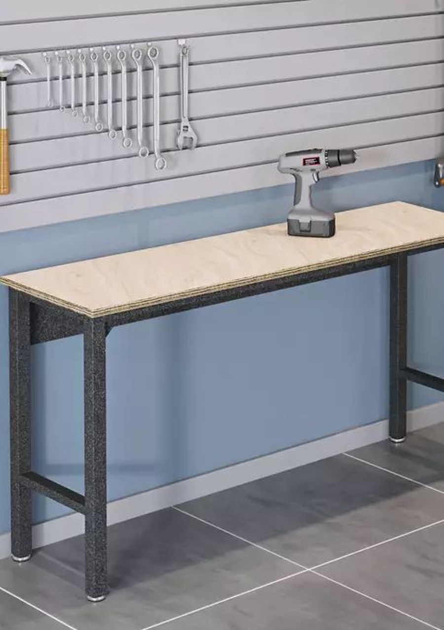 Furniture * | Top 10 Manhattan Comfort 72.4 Inch Fortress Garage Table Grey