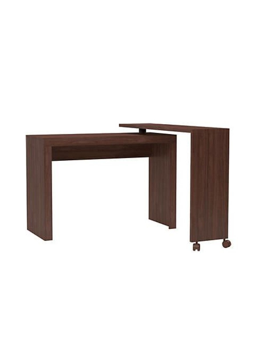 Tv & Media Stands * | Hot Sale Manhattan Comfort Calabria Nested Desk In Nut Brown