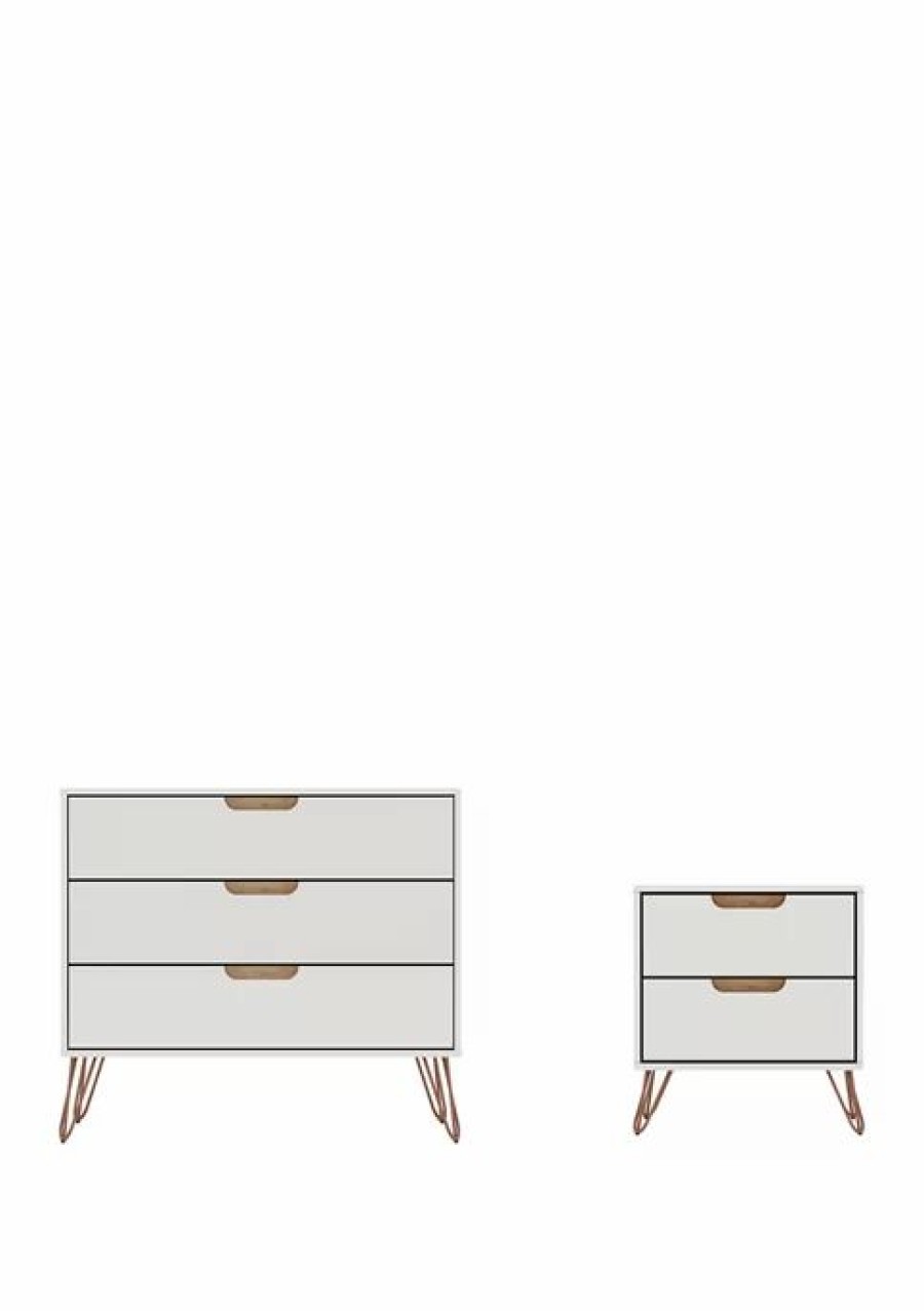 Furniture * | Top 10 Manhattan Comfort Rockefeller Dresser And Nightstand Set Of 2