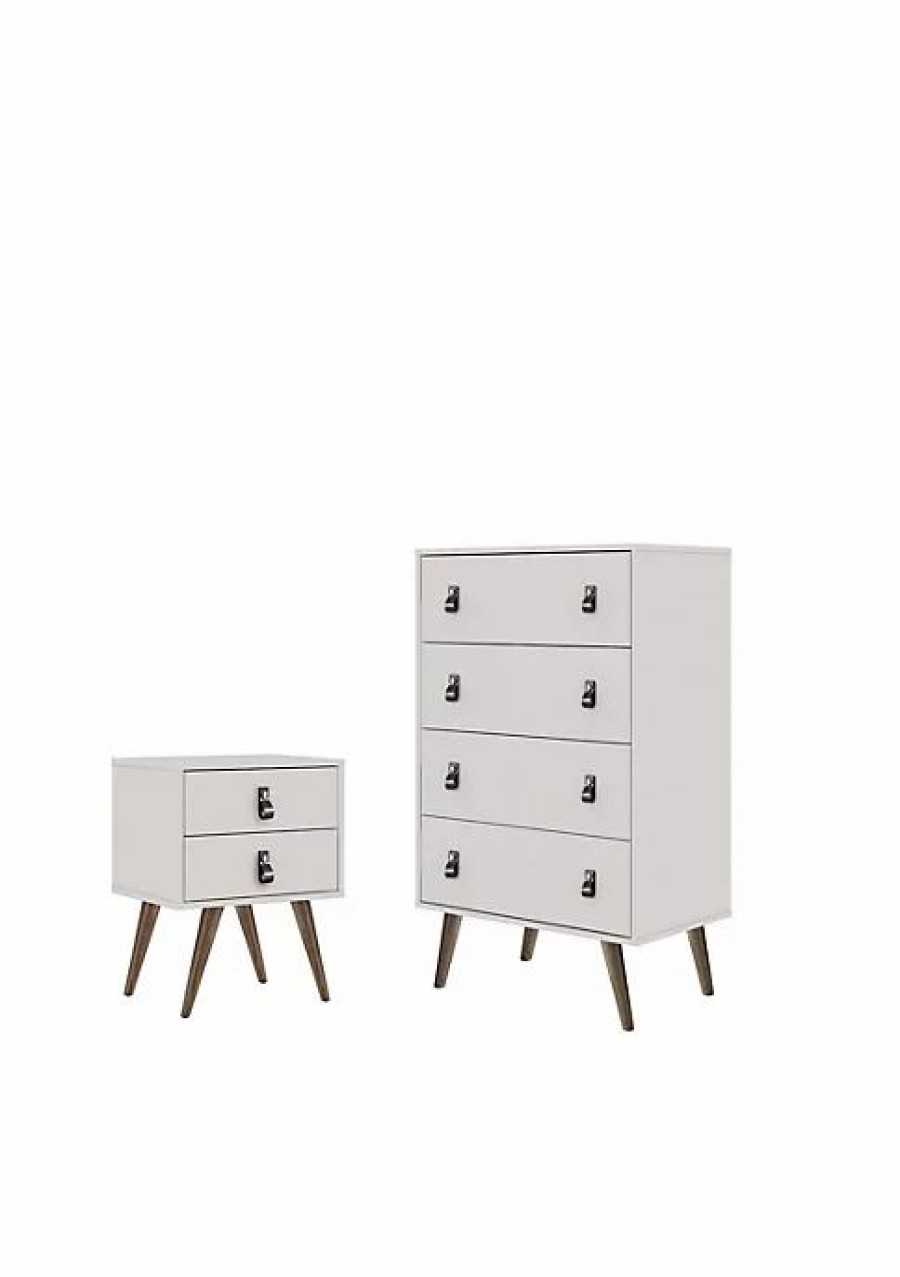 Furniture * | Outlet Manhattan Comfort Amber Tall Dresser And Nightstand Set Of 2