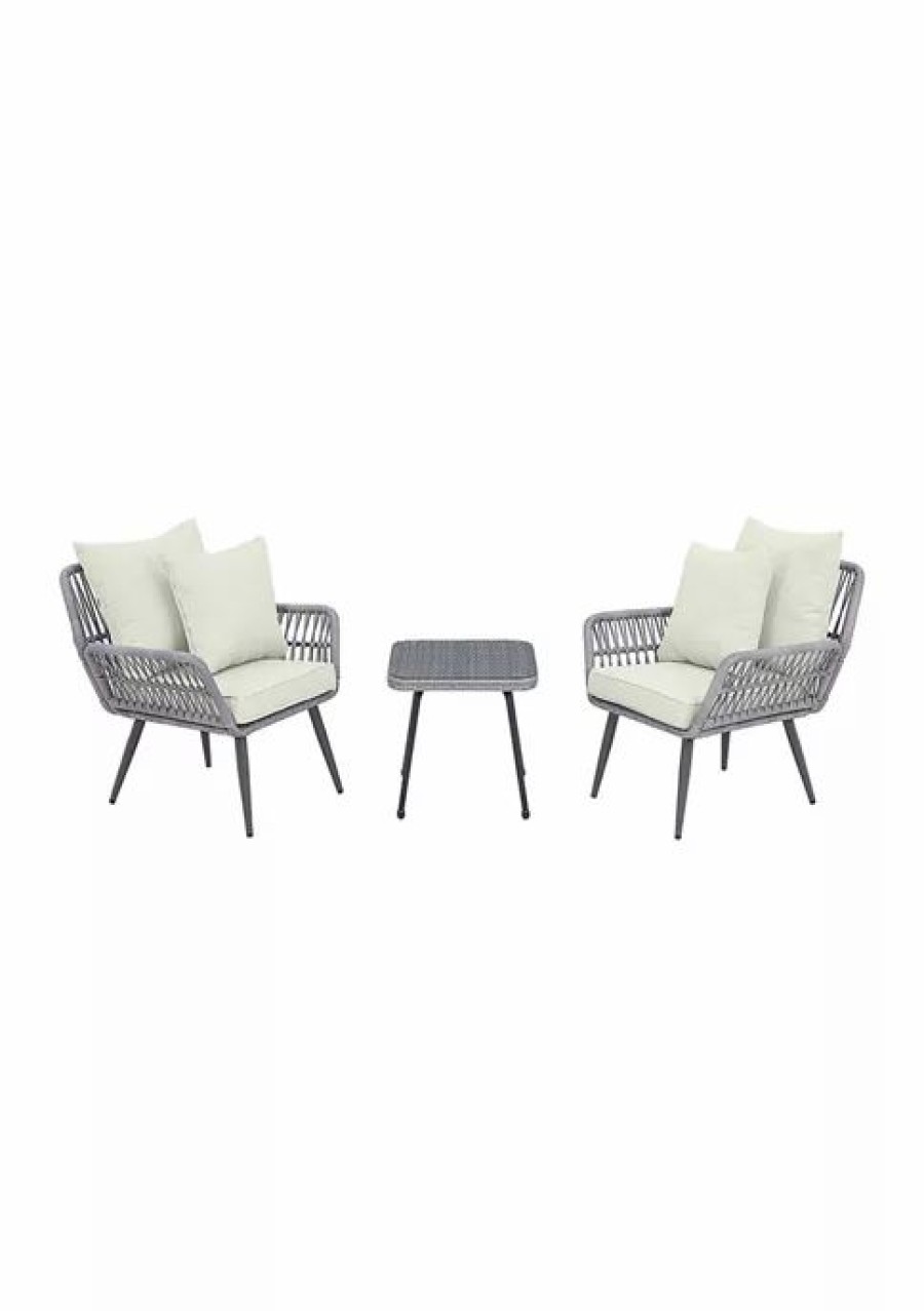 Furniture * | Buy Manhattan Comfort Cannes Patio 2- Person Seating Group With End Table