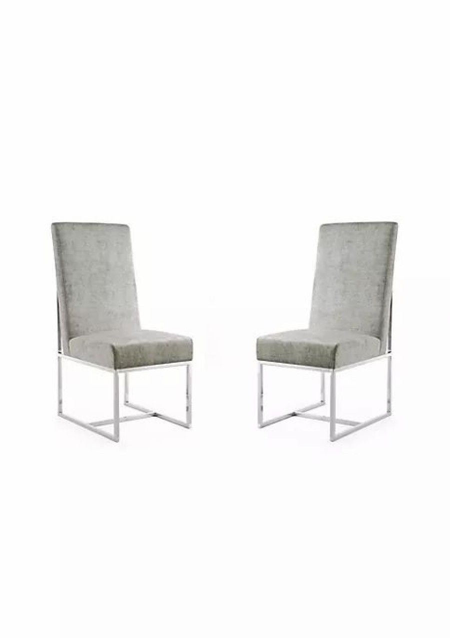 Dining Chairs * | Flash Sale Manhattan Comfort Element Velvet Dining Chair In Steel (Set Of 2) Multi