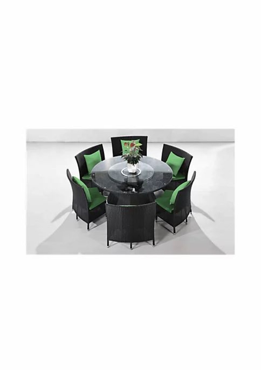 Furniture * | Top 10 Manhattan Comfort Nightingdale 7-Piece Outdoor Dining Set In Green And Black