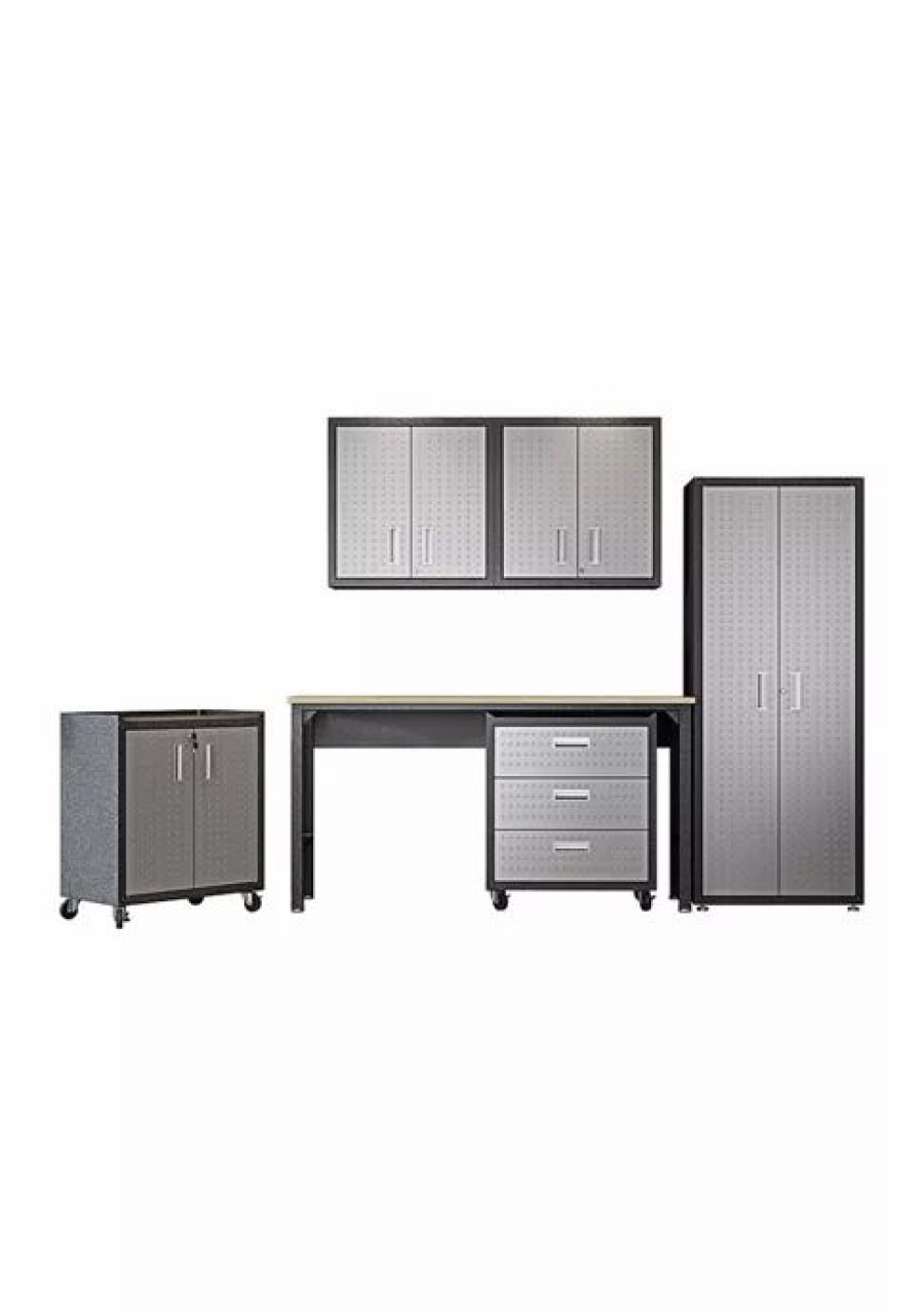 Furniture * | Best Sale Manhattan Comfort Fortress 6- Piece Garage Set Grey